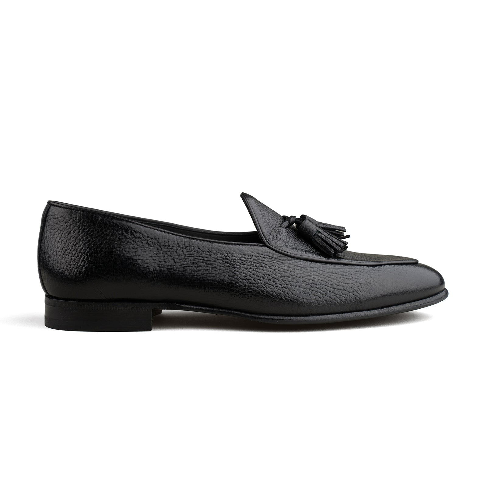 Belgian Tassel Loafer - Zwart Hertenleer